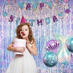 GREATRIL neon transparent holographic tinsel foil fringe curtain close up shimmer details