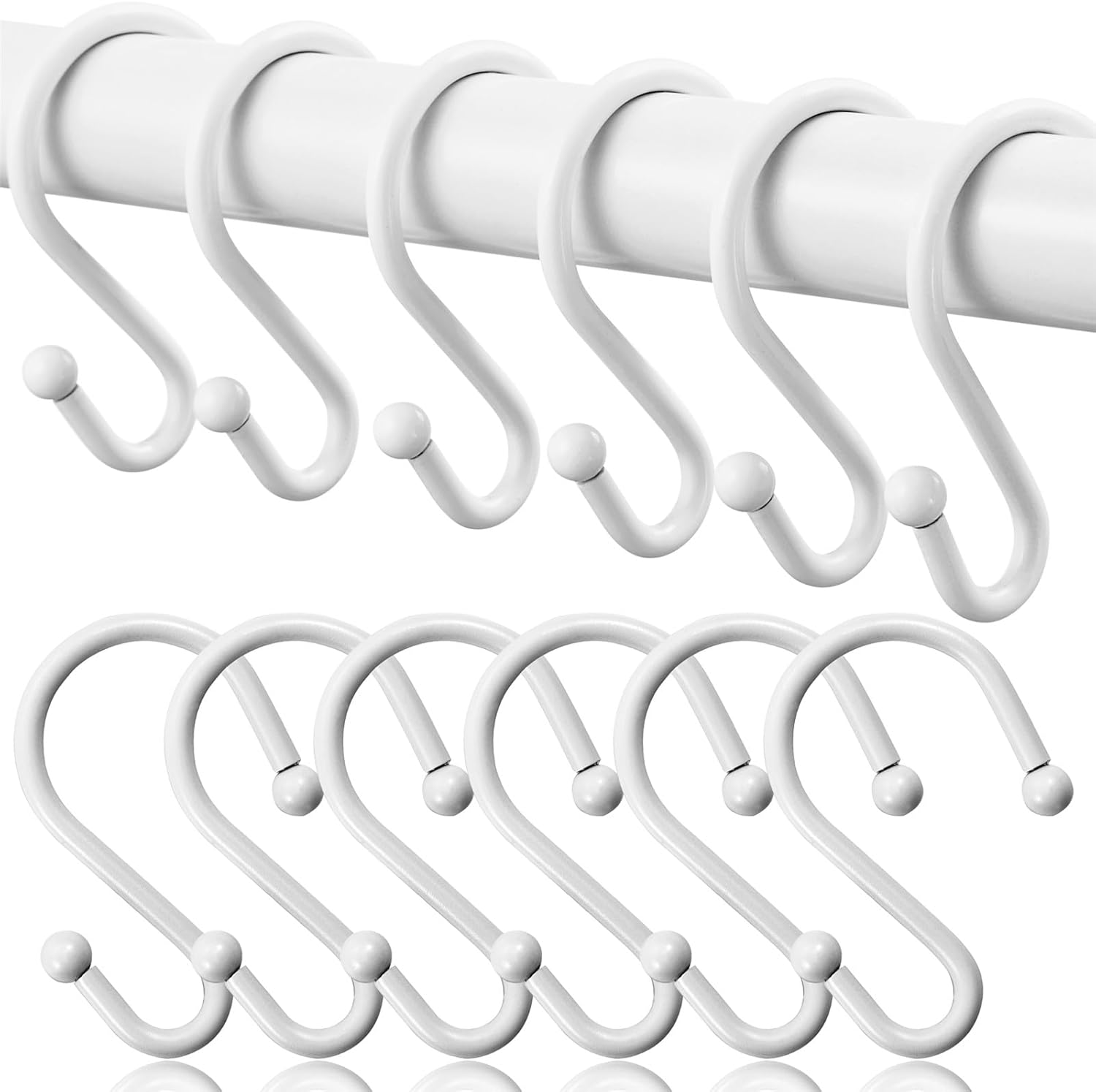 BellRhein metal shower curtain hooks set of 12 white front view