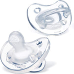 Chicco PhysioForma silicone pacifier front view clear 2 pack