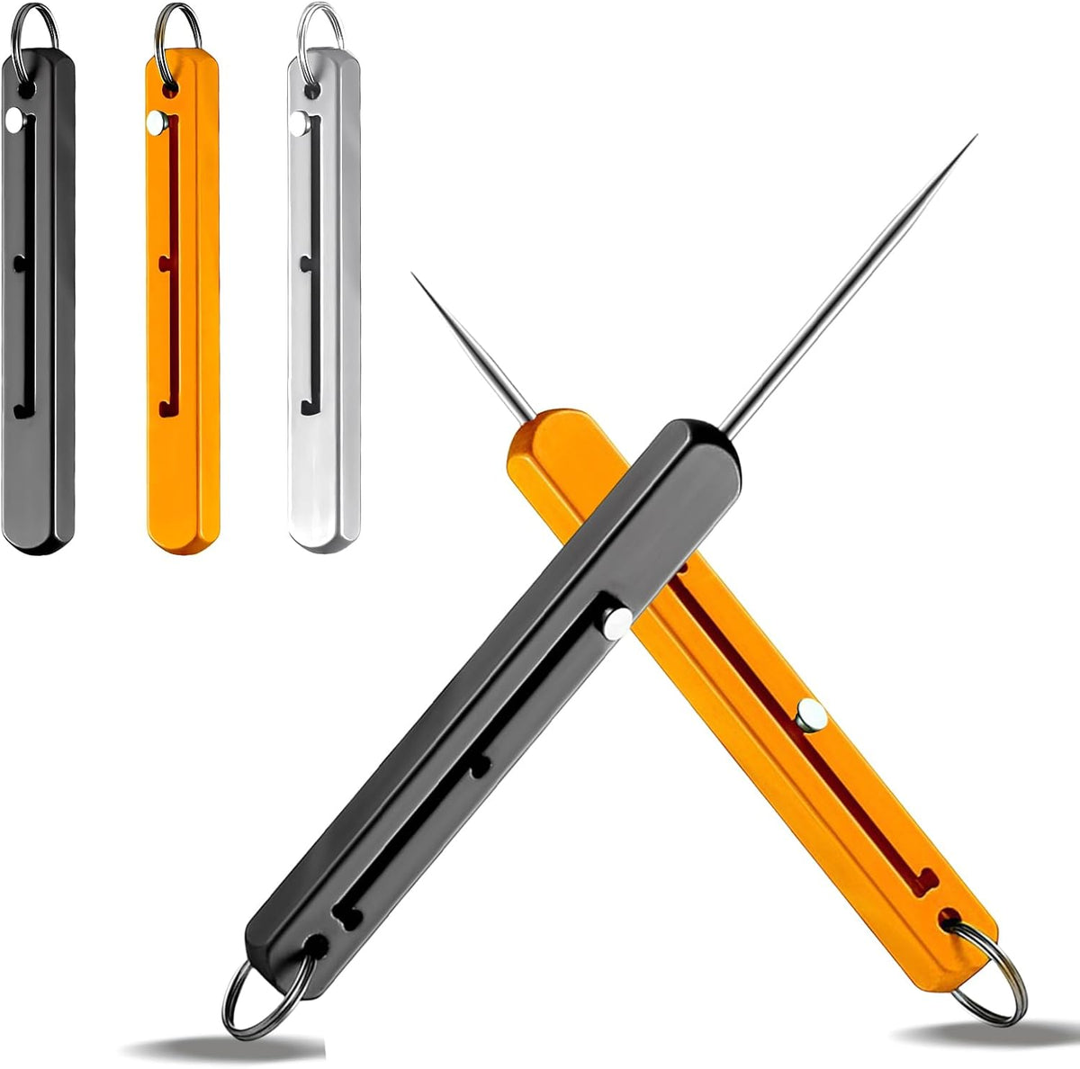 Phowedaer portable titanium toothpicks front view showing the gold copper silver and black options