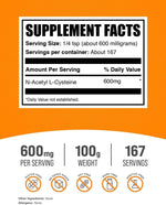 Pure unflavored N-Acetyl Cysteine powder measuring spoon 600 milligrams serving