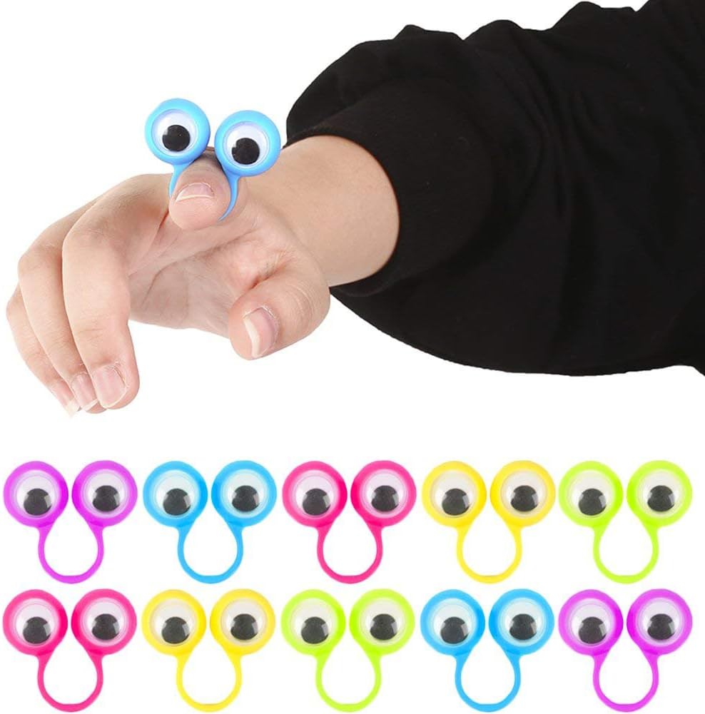 3 Otters Googly Eye Finger Puppets front view showing assorted colors