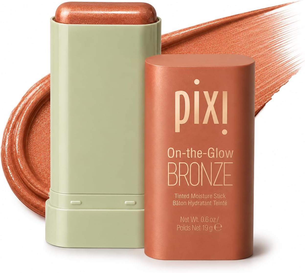 Pixi On The Glow Bronzer Stick front view luxury makeup packaging
