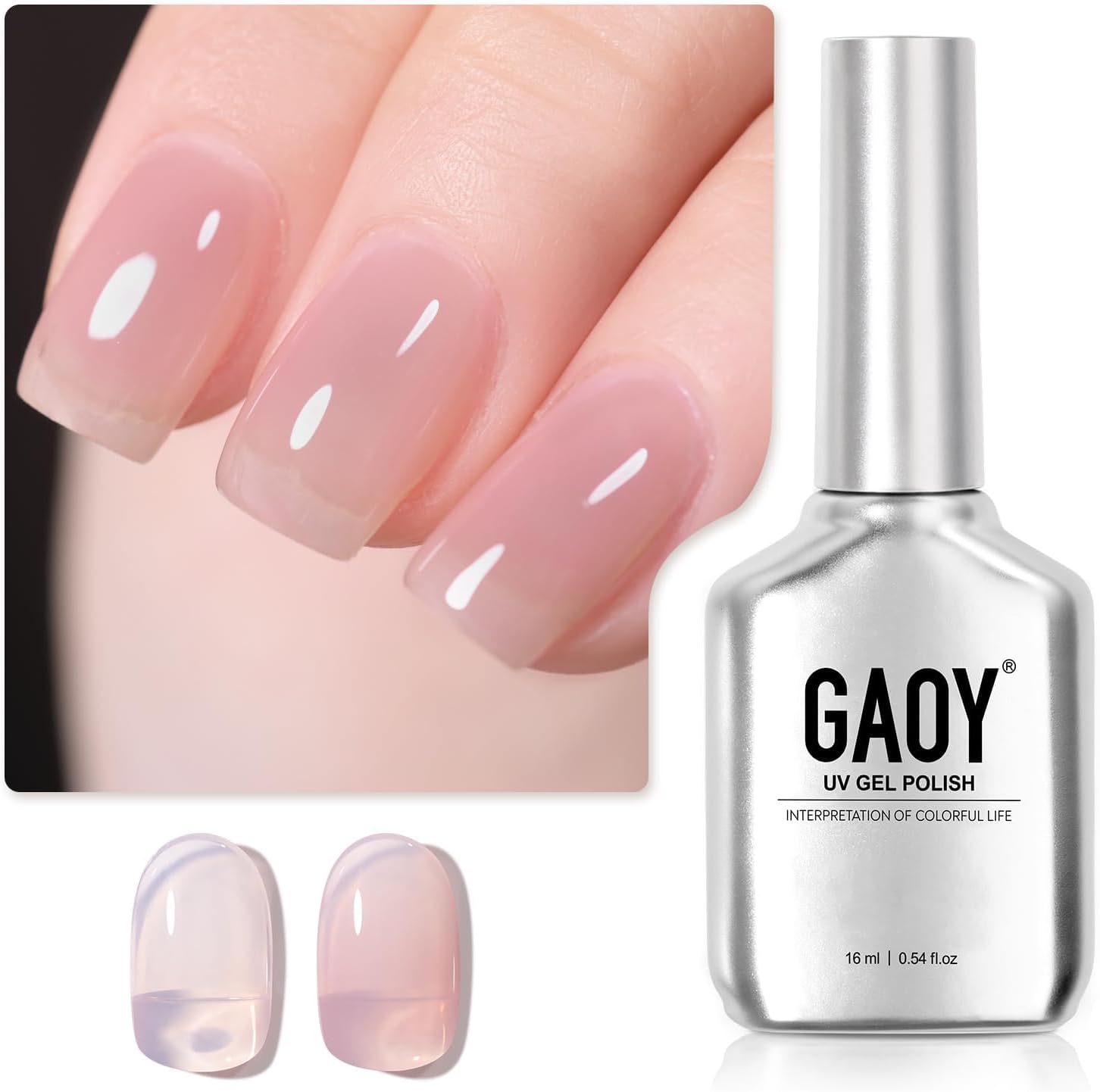 GAOY Jelly Nude Gel Nail Polish, 16ml Sheer Rose Pink Translucent Soak Off Gel Polish, UV Light Cure for Nail Art DIY, 1624 Ocean Song - Image 1