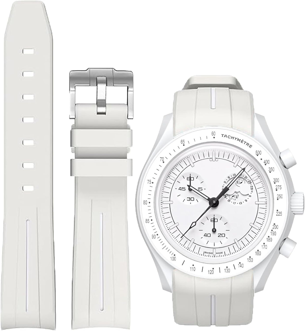Niziruoup rubber strap for moonswatch watch front view replacement band
