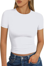 Trendy Queen women's short sleeve t-shirt front view basic top
