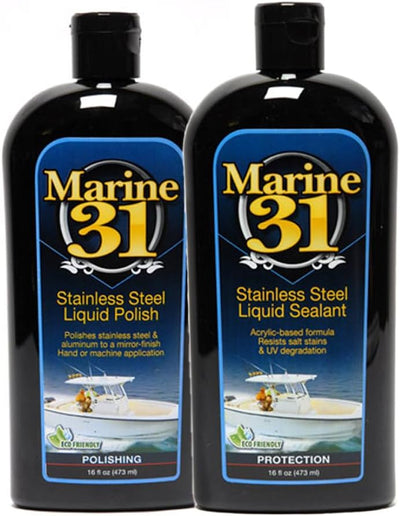 Marine 31 Stainless Steel Polish & Sealant Combo | Cleans, Polishes & Protects Stainless Steel Surfaces | Safe for Appliances & Marine Use | Long-Lasting Shine | M31-SSKIT-1 - Image 1
