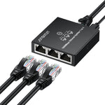 Autoutlet Ethernet Splitter 1 to 3 front view showing RJ45 ports