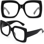 GQUEEN oversized square fake glasses front view