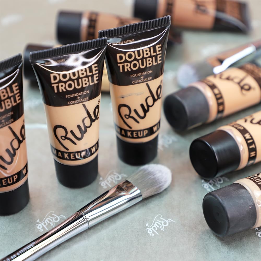 Rude Cosmetics foundation and concealer bottle back label details