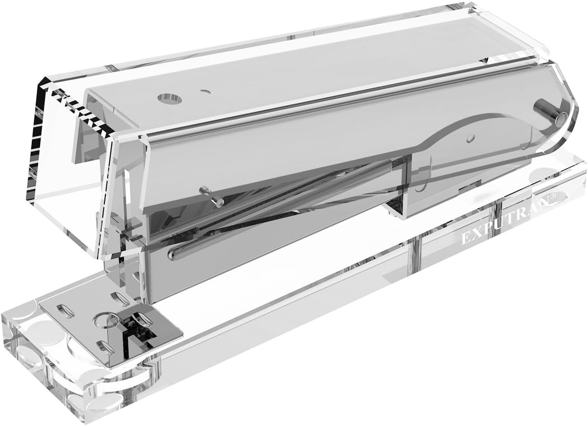 EXPUTRAN acrylic stapler front view showing clear body