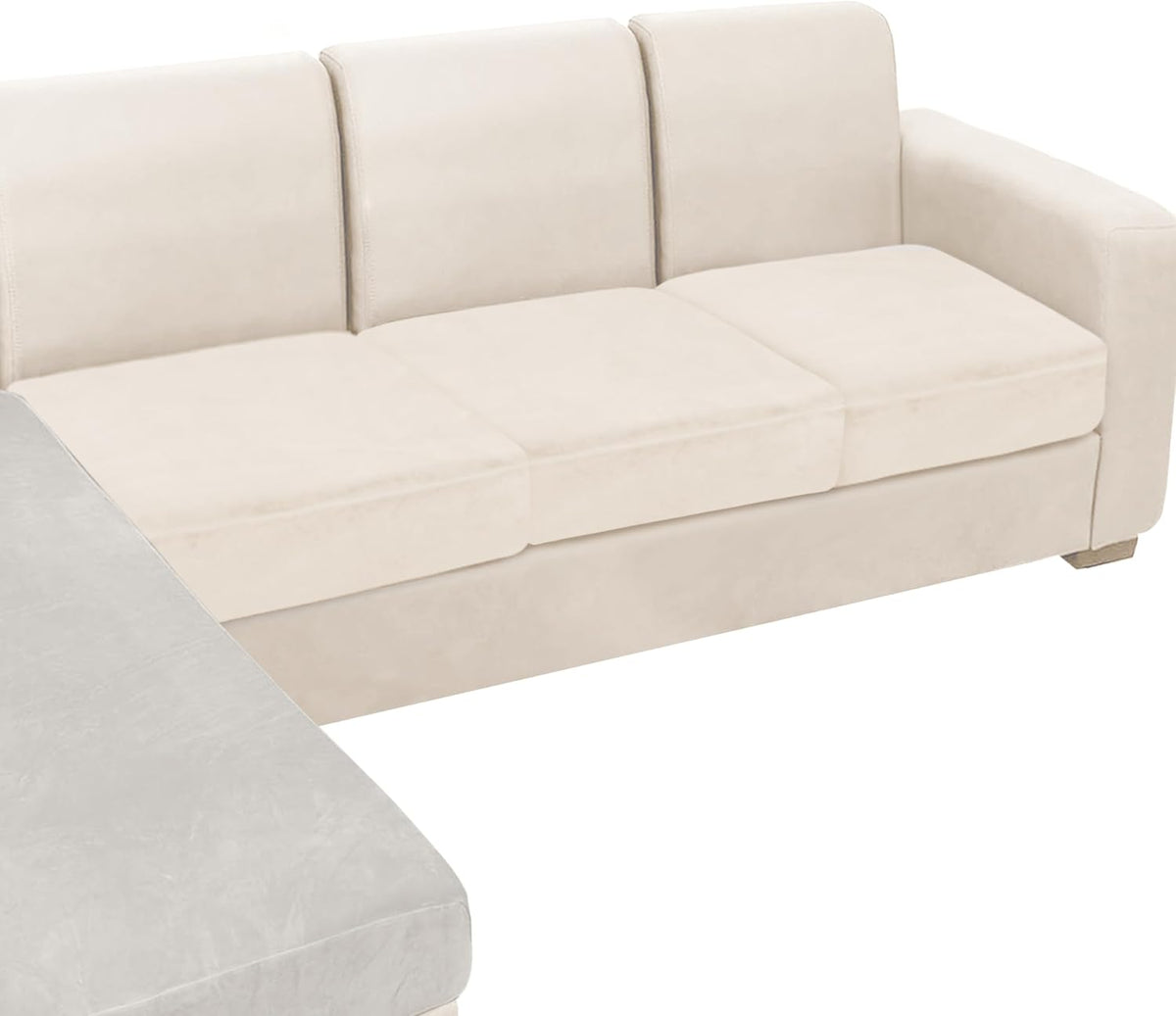NAISI Sectional Couch Cover 3 Pieces Velvet Separate Couch Cushion Covers L Shape Soft Stretch Sofa Slipcovers with 2pcs Pillowcases for Left/Right Chaise Sectional Couch(2 Seater+1 Chaise,Navy) - Image 15