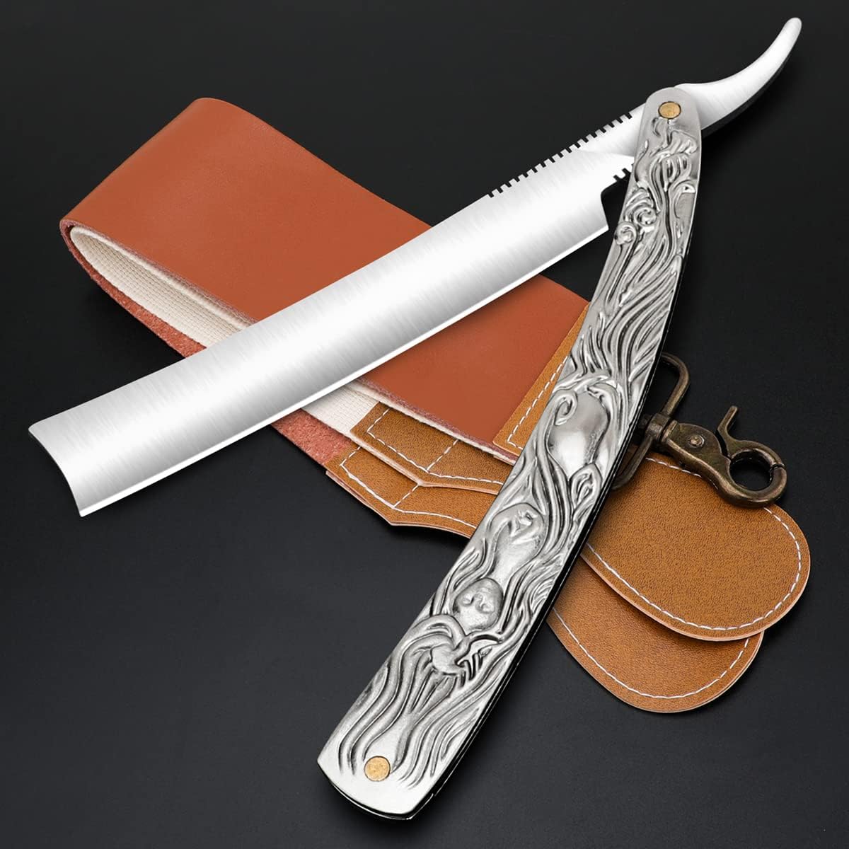 VCXOX professional straight razor with cowhide strop set