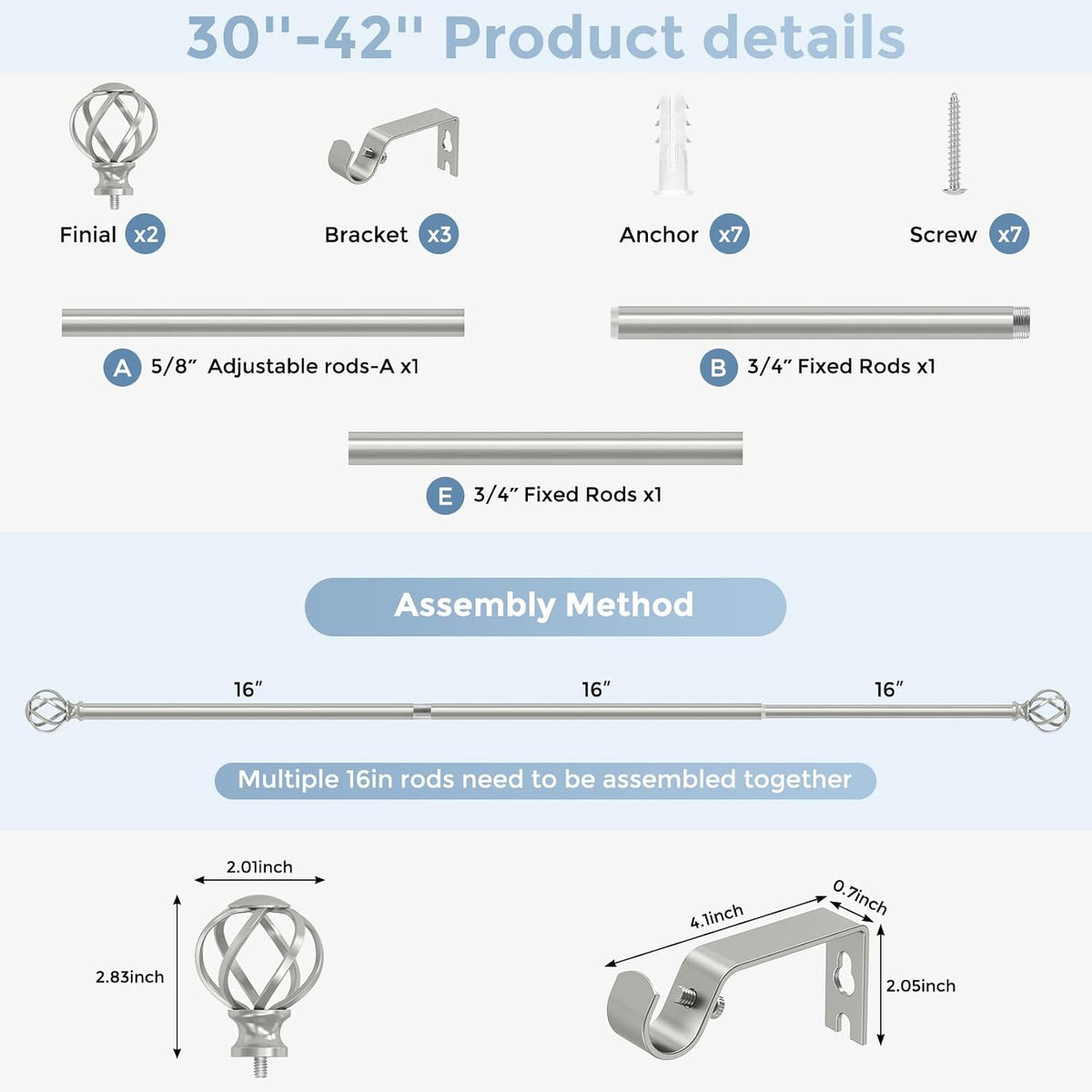 VOIIY heavy duty curtain rod mounted above living room window