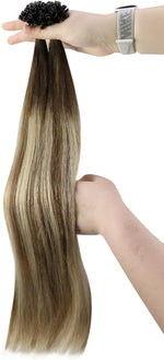 YoungSee U Tip Hair Extensions Balayage Brown U Tip Hair Extensions Human Hair Ombre Dark Brown to Medium Blonde with Medium Browns Fusion Hair Extension Pre Bonded Hair Extension U Tip 14in 50grams - Image 9