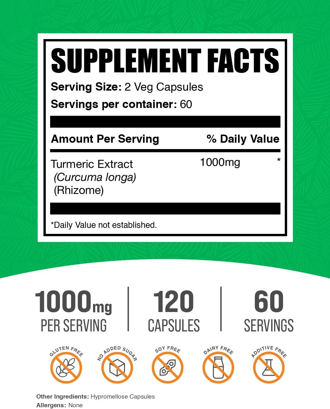 BulkSupplements Turmeric 1000mg vegan capsules packaging