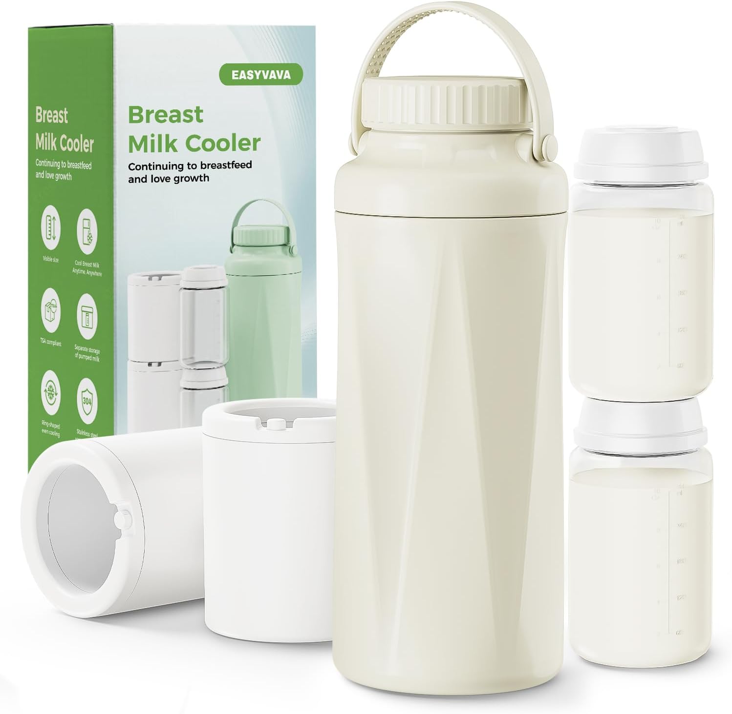 Easyvava 22 Fluid Ounce Portable Breast Milk Cooler Bottle front view