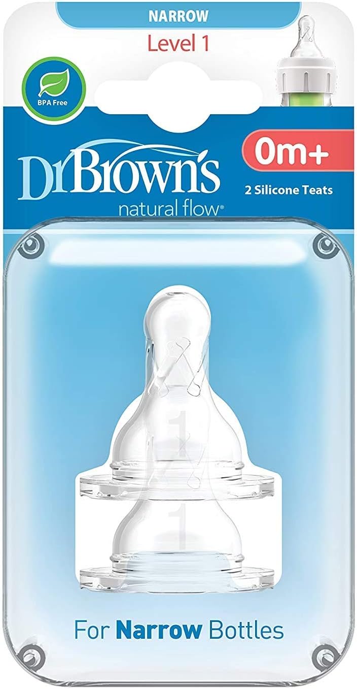 Dr. Brown's Natural Flow Narrow Neck Nipple, Set of 2 (Level 1 (2 Nipples)) - Image 1