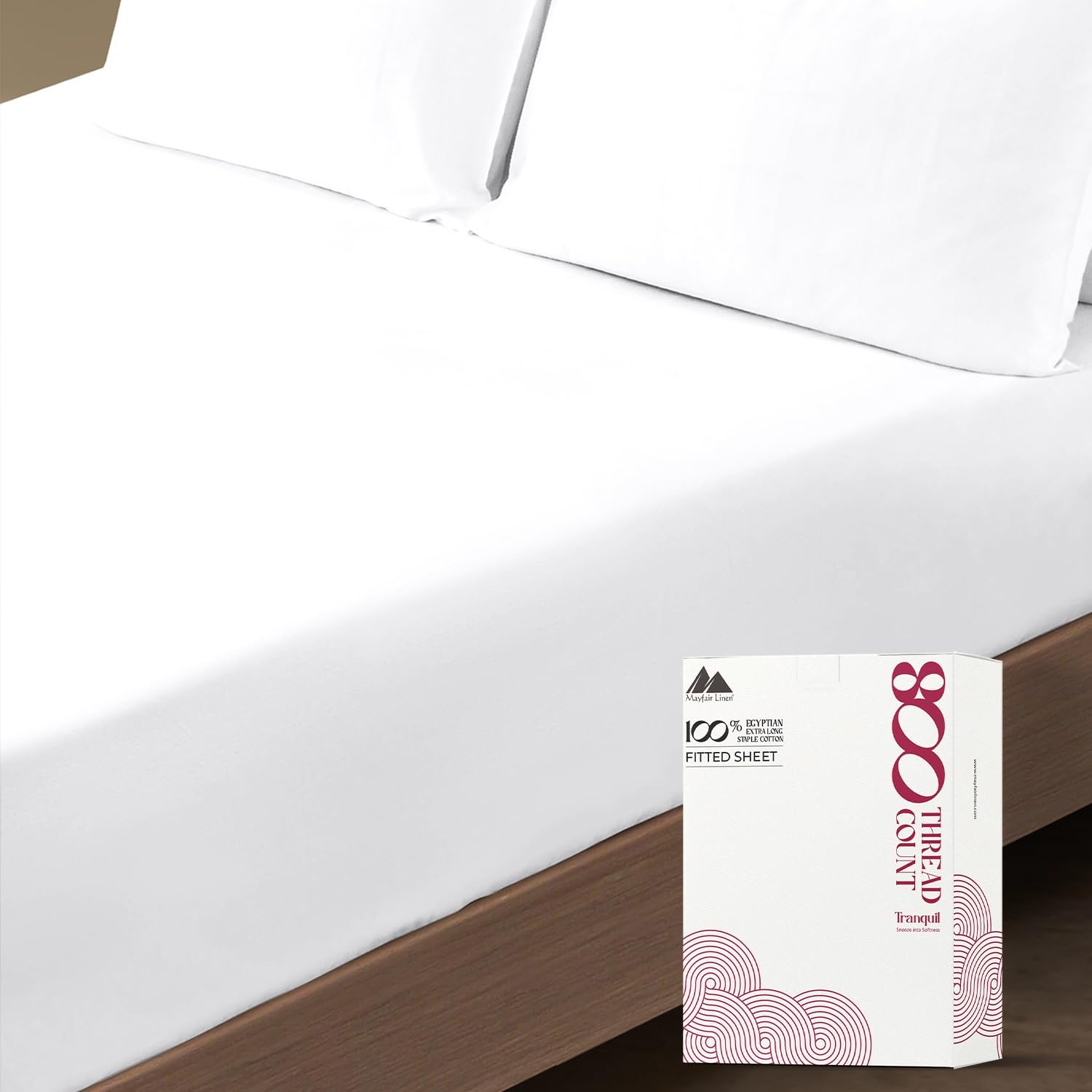 Mayfair Linen 100% Egyptian Cotton King Fitted Sheet front view in white