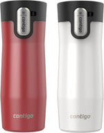 Contigo stainless steel mug side profile in car cup holder