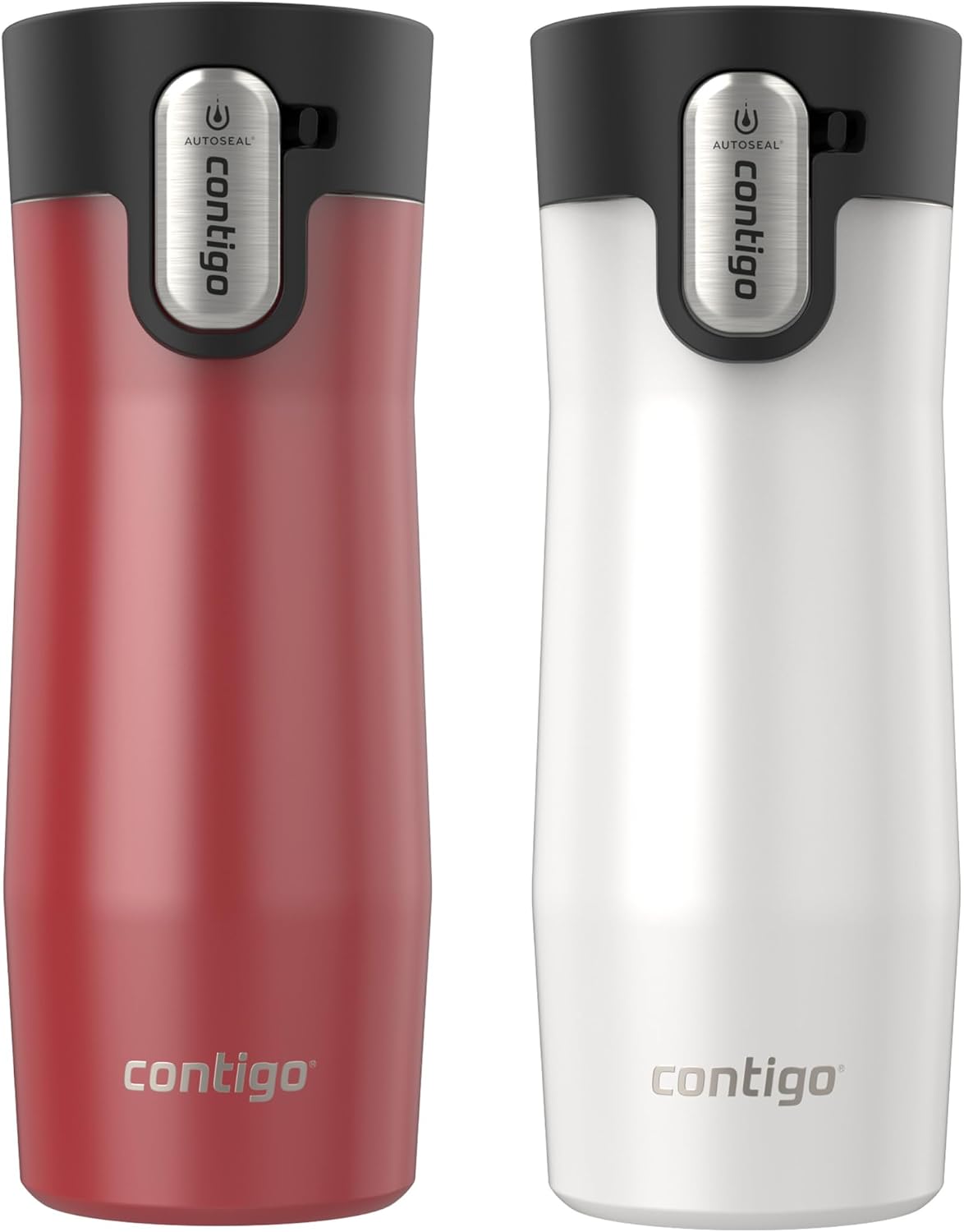 Contigo stainless steel mug side profile in car cup holder