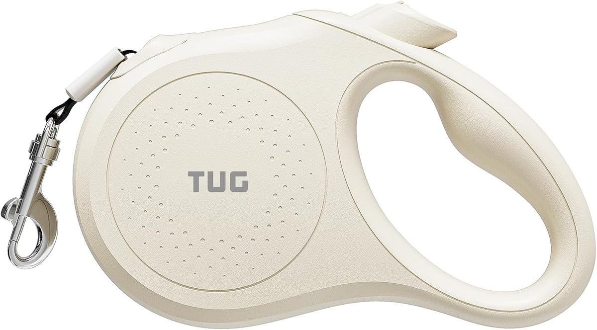 Hand holding TUG Quest retractable leash using locking feature