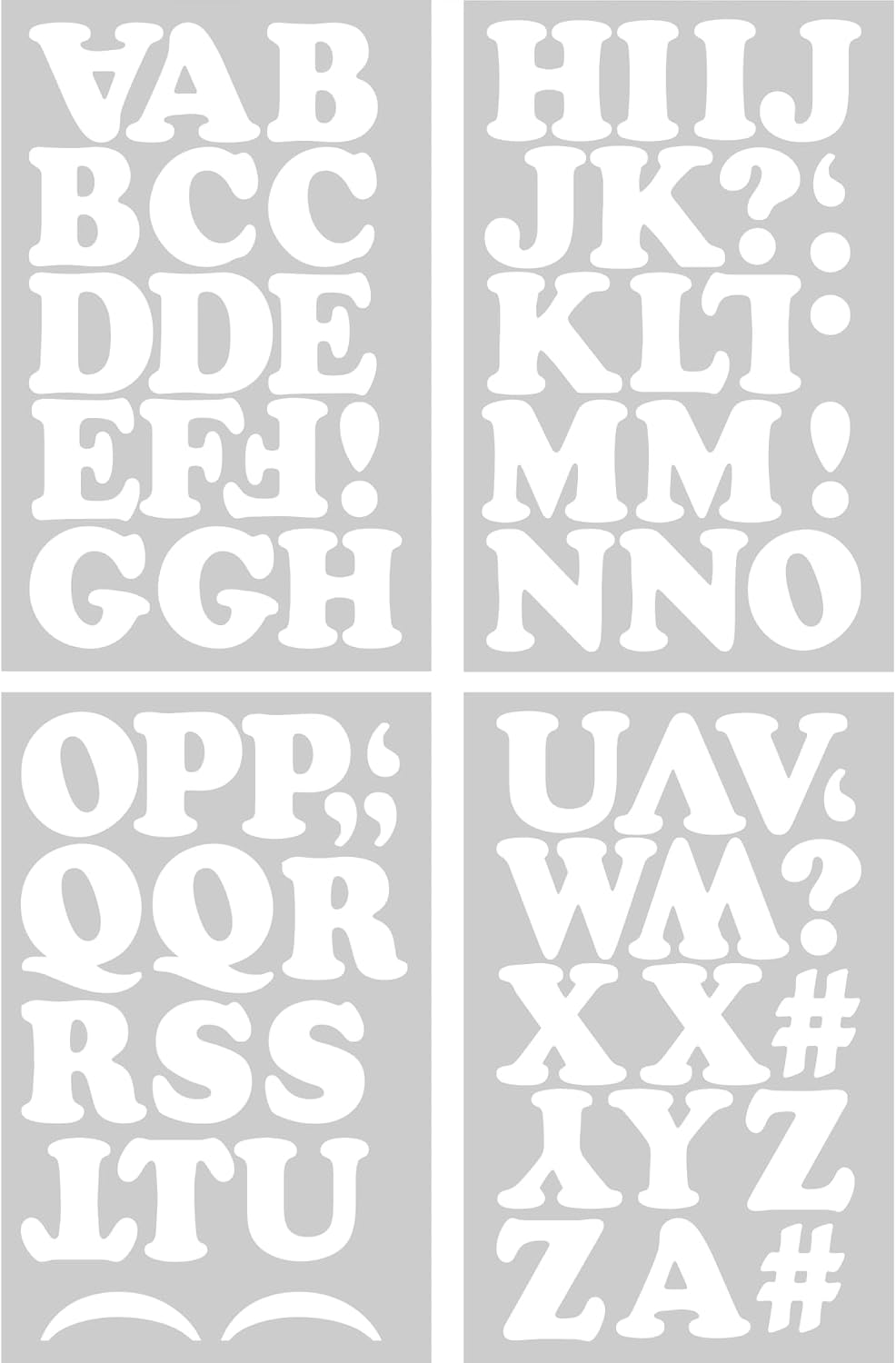 S.E.I white flock letters 4 sheets package