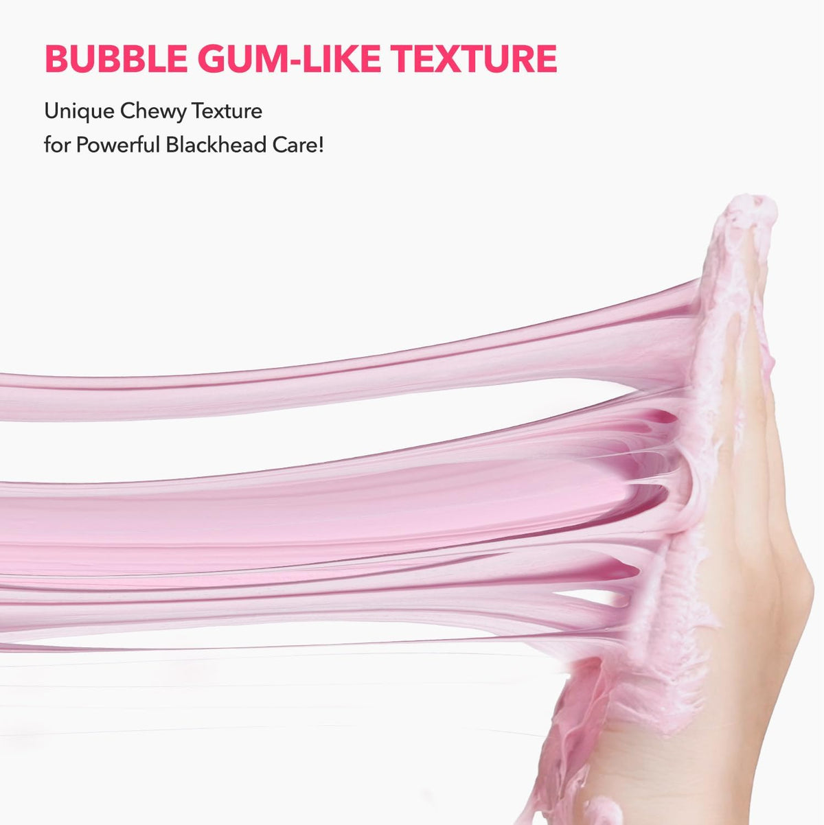Detailed view of the pink bubble gum deep cleanser used as a one-minute pore clarifying facial mask.