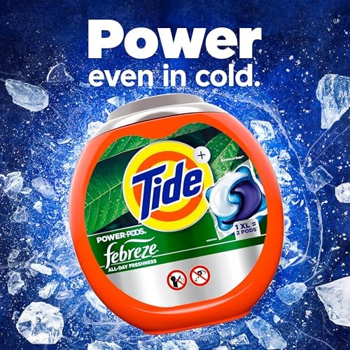 Back of Tide Power Pods container showing usage instructions and safety information for laundry care.