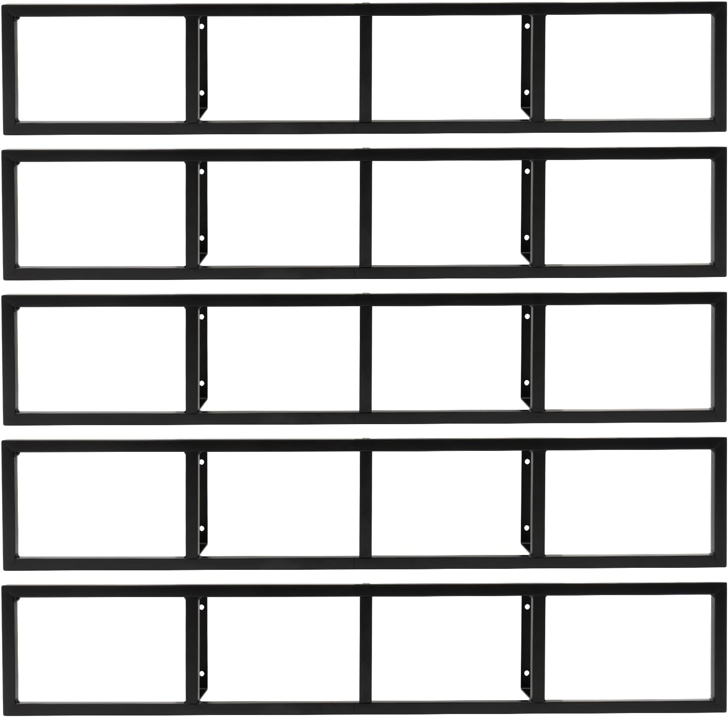 Hteedy wall mount media storage rack front view showcasing black metal cube shelves filled with video games.