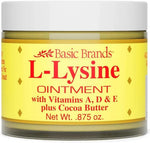 Basic Brands L-Lysine Lip Ointment front view jar for cold sore relief