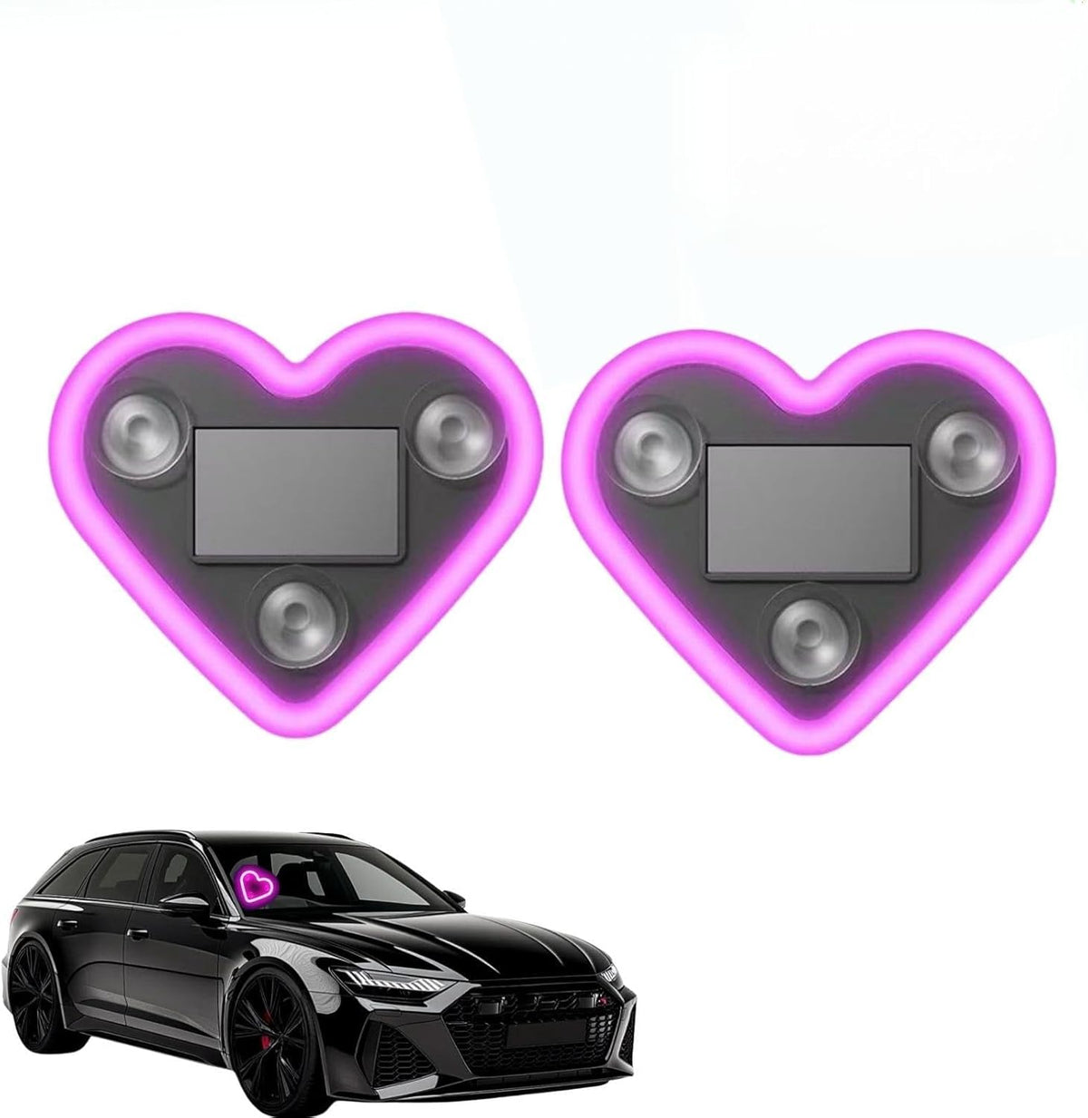 Generic solar heart shaped LED ambient car light front view