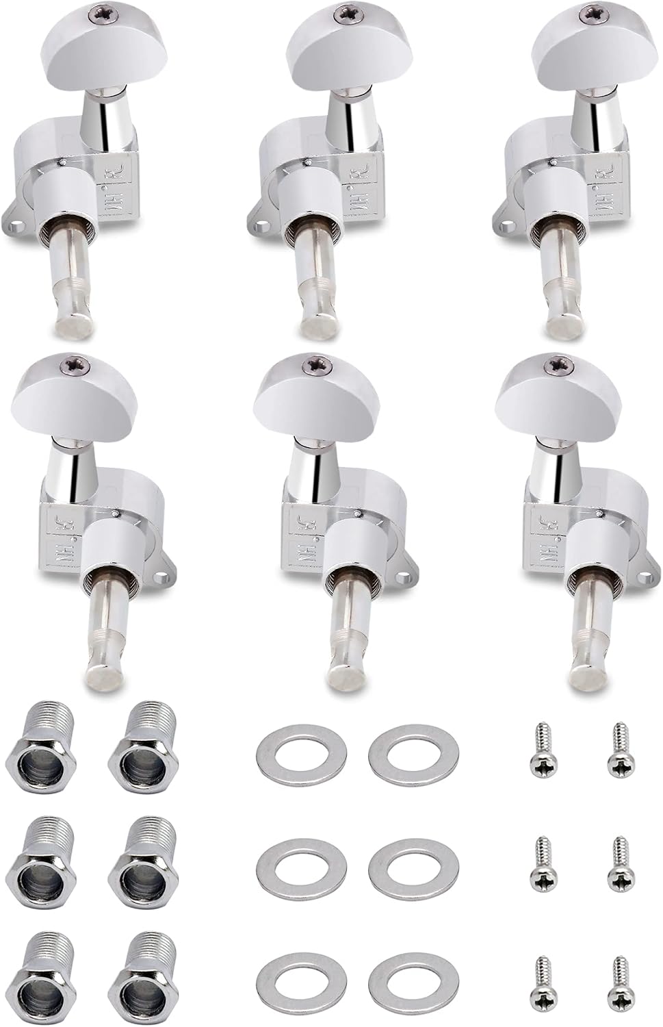 Bogart Sealed String Tuning Pegs Tuning Keys Grover Machine Heads Tuners for Electric Guitar or Acoustic Guitar Half Round 3 Left 3 Right Chrome. (TP 06-CR-3L 3R) - Image 9
