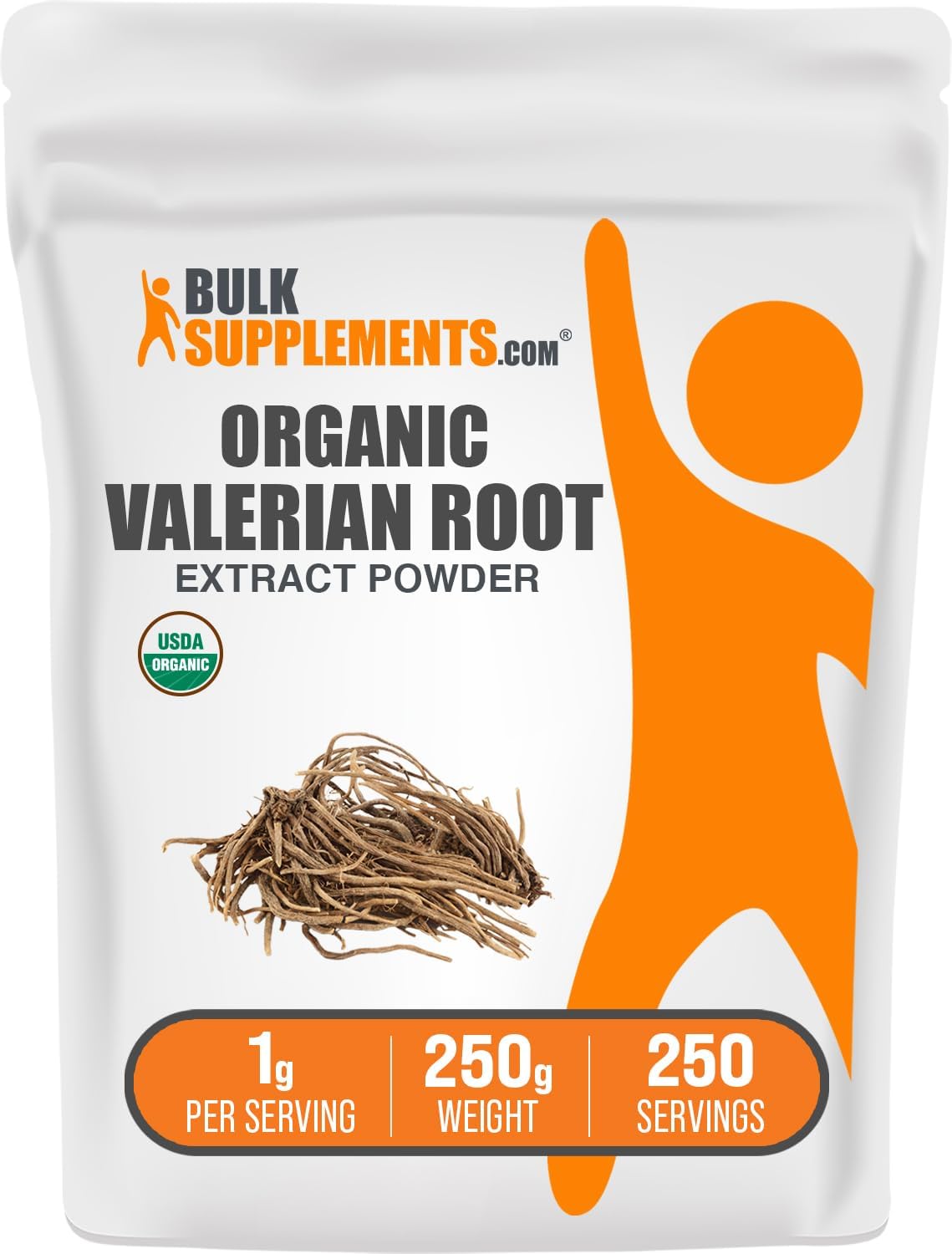 BulkSupplements Organic Valerian Root 100 gram supplement pouch