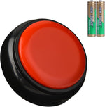Wariolle red recordable buttons front view showing the vivid red pressing surface and durable black base for classroom learning.
