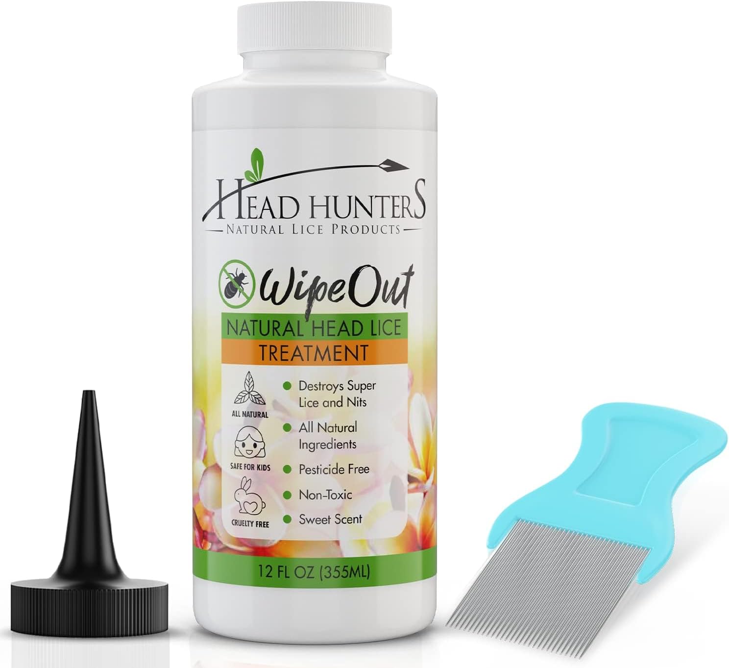 Head Hunters Natural Lice Products Wipeout Extra Strength Head Lice Treatment Kit - Includes Nit Comb & Shampoo That Kills Eggs and Lice, for Kids and Adults for Nit Removal - 12oz - Image 1