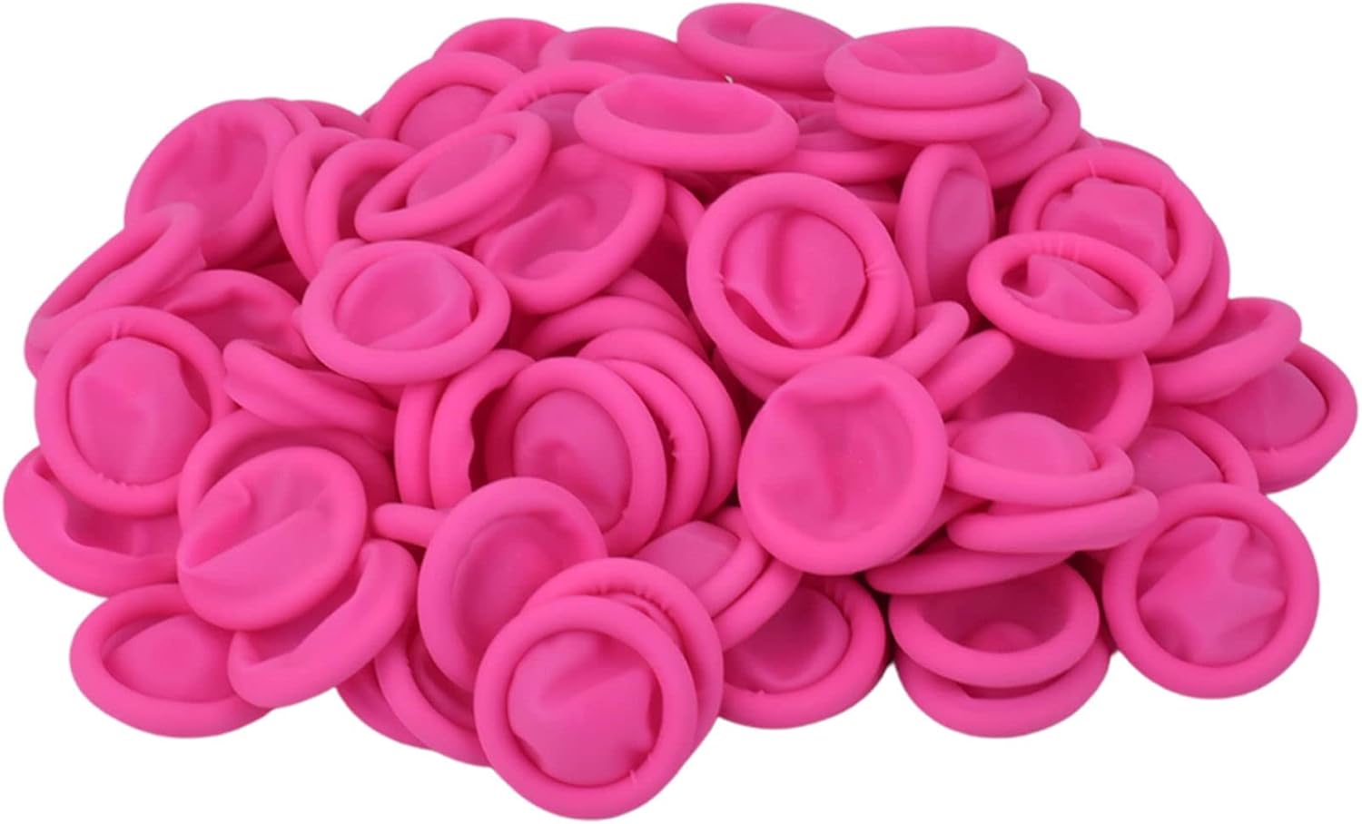100 Pcs Finger Cots, Disposable Finger Protectors, Latex Anti-Static Finger Tip Rubber Protect Keeping Dressing Dry and Clean (Medium, Pink) - Image 1