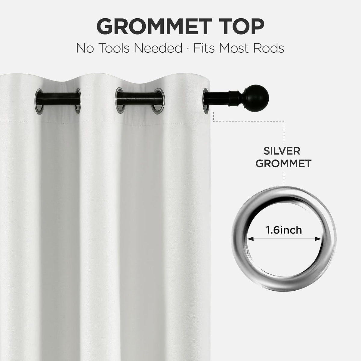 Joydeco white blackout curtains thermal insulation view