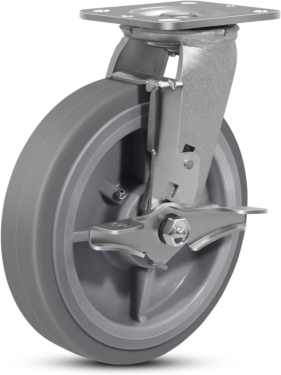 6 Inch Rubber Wheels (Flat Tread)- Heavy Duty Casters, Industrial Caster Wheels- with up to 1000 LB Capacity- Use for Dollies, Utility and Maintenance Carts(1 Rigid) - Image 15