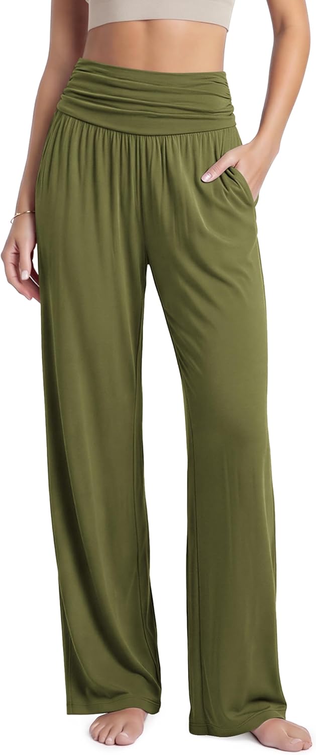ODODOS Women's Wide Leg Palazzo Lounge Pants with Pockets Light Weight Loose Comfy Casual Pajama Pants-26/28/30"/32" Inseam - Image 14