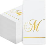 Pasimy Initial Napkins Monogram Guest Napkins front view with gold letter M.