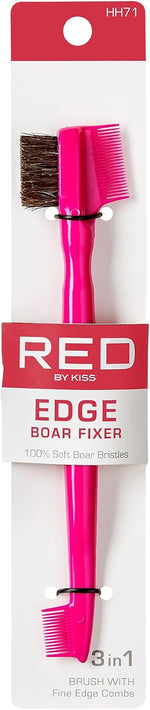 Red by Kiss ultimate edge fixer professional boar hair brush front view