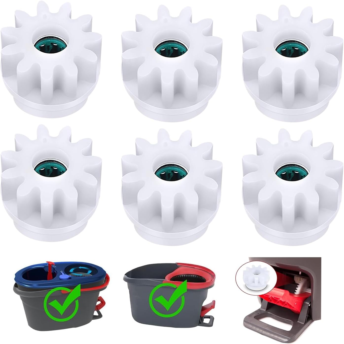 YWSHF Spin Mop Bucket Gear 6 pack front view replacement parts