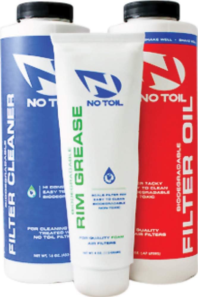 No-Toil 90-0009 Classic Air Filter Maintenance Kit three pack front view showcasing individual bottles and tube.
