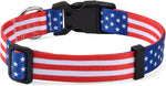 Mihqy stars and stripes patriotic dog collar close up on polyester pattern