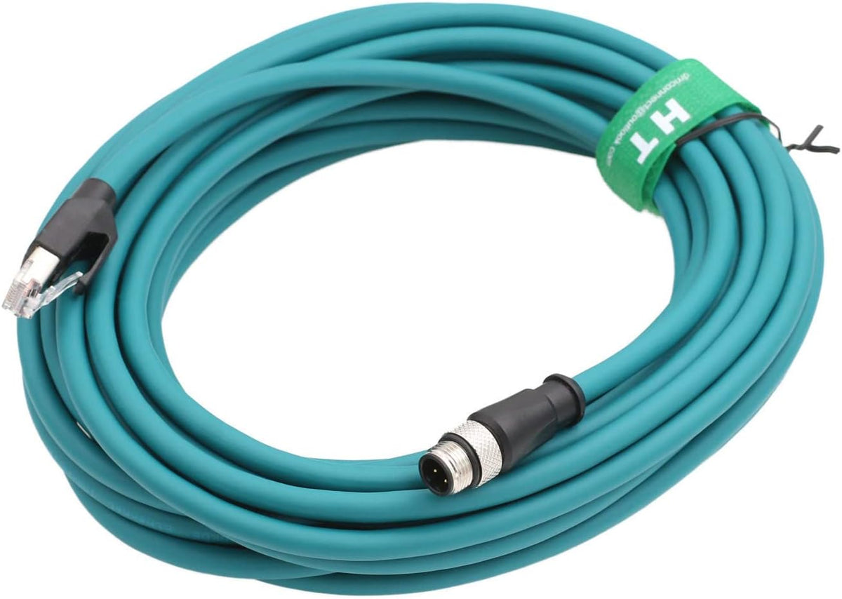 Industrial Ethernet M12 4 Pin D-Coded RJ45 CAT5e Cable, Profinet Fieldbus Network Control LED PoE Power Sensor Shielded Blue 4m - Image 9