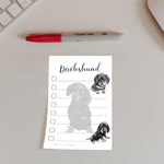 Daily Ritmo Dachshund Sticky Notepad angled view of the 50 pages pad