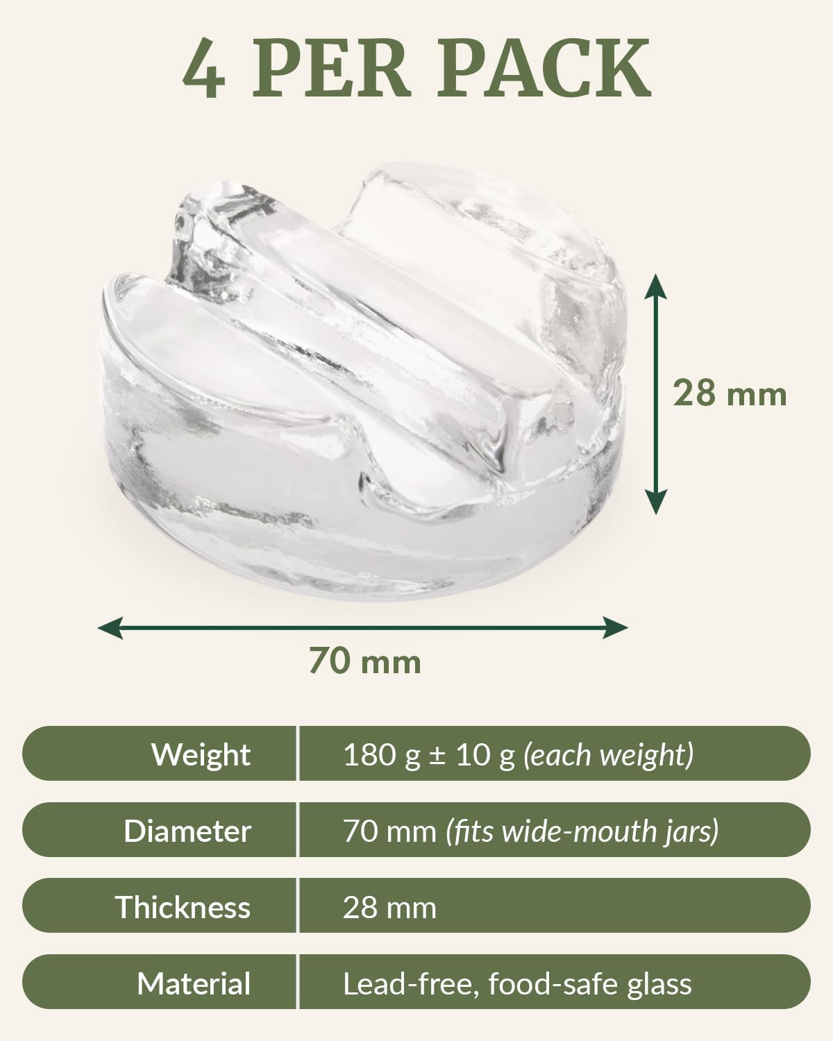 Elementi glass fermentation weights inside mason jar
