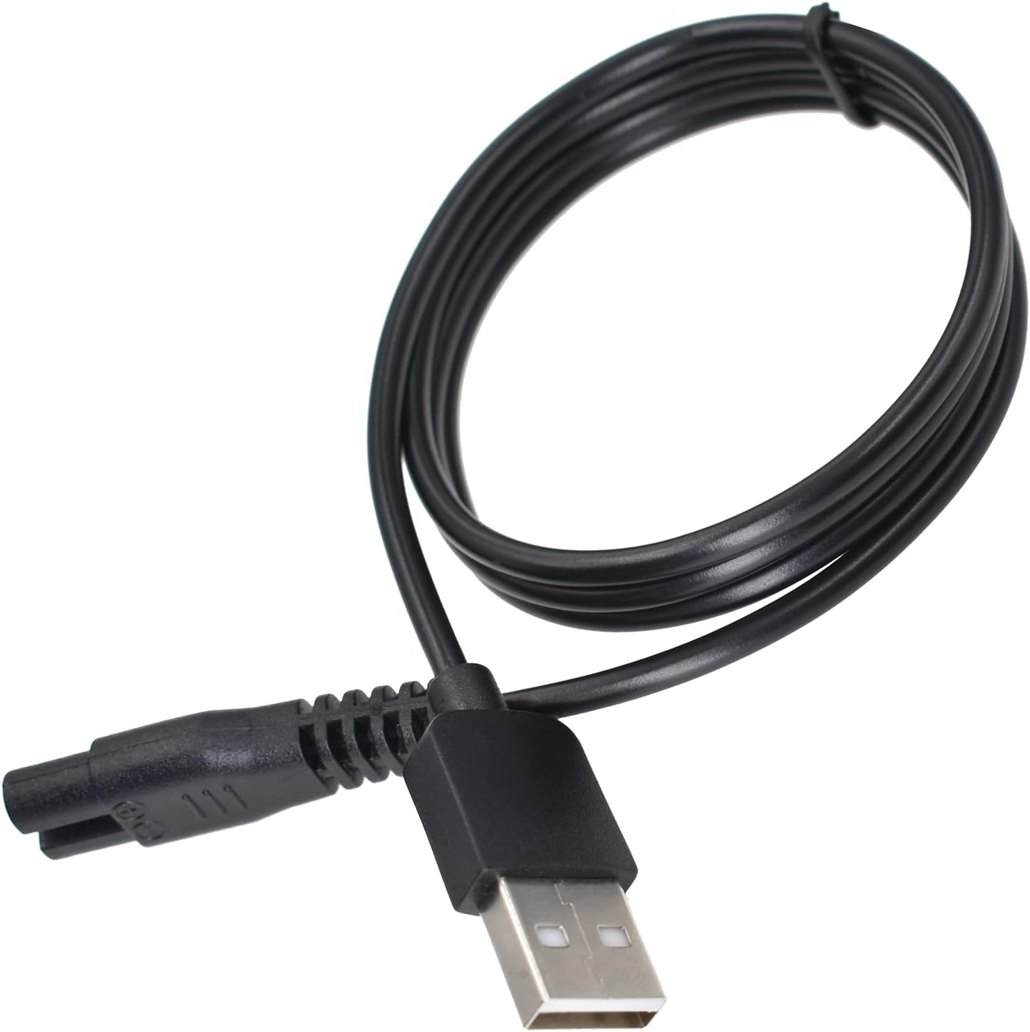 BOEEA universal hair clipper charger cord front view showcasing the specialized barrel connector pin