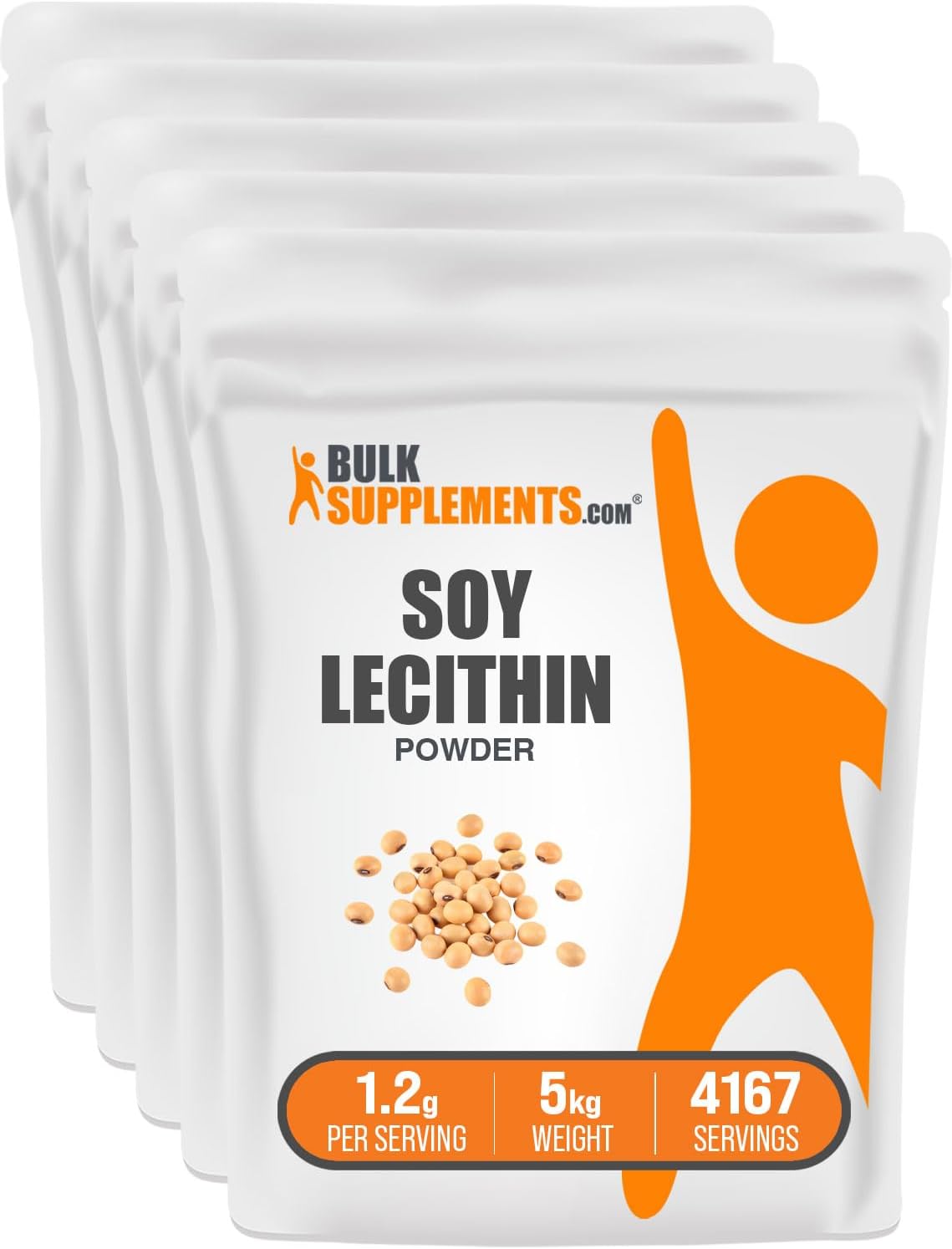 Securely sealed resealable pouch of BulkSupplements soy lecithin